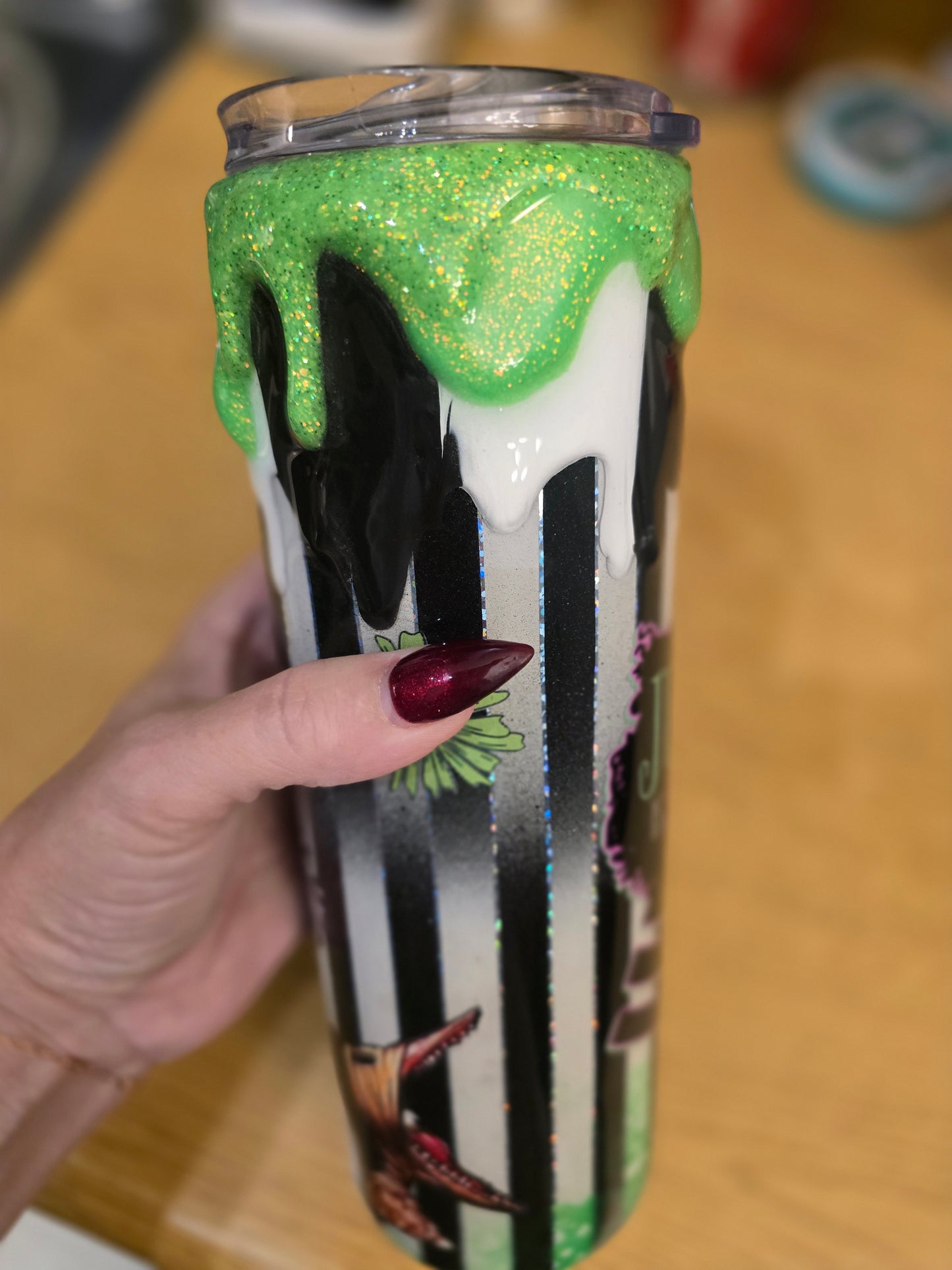 Beetlejuice Tumbler - Green Drip