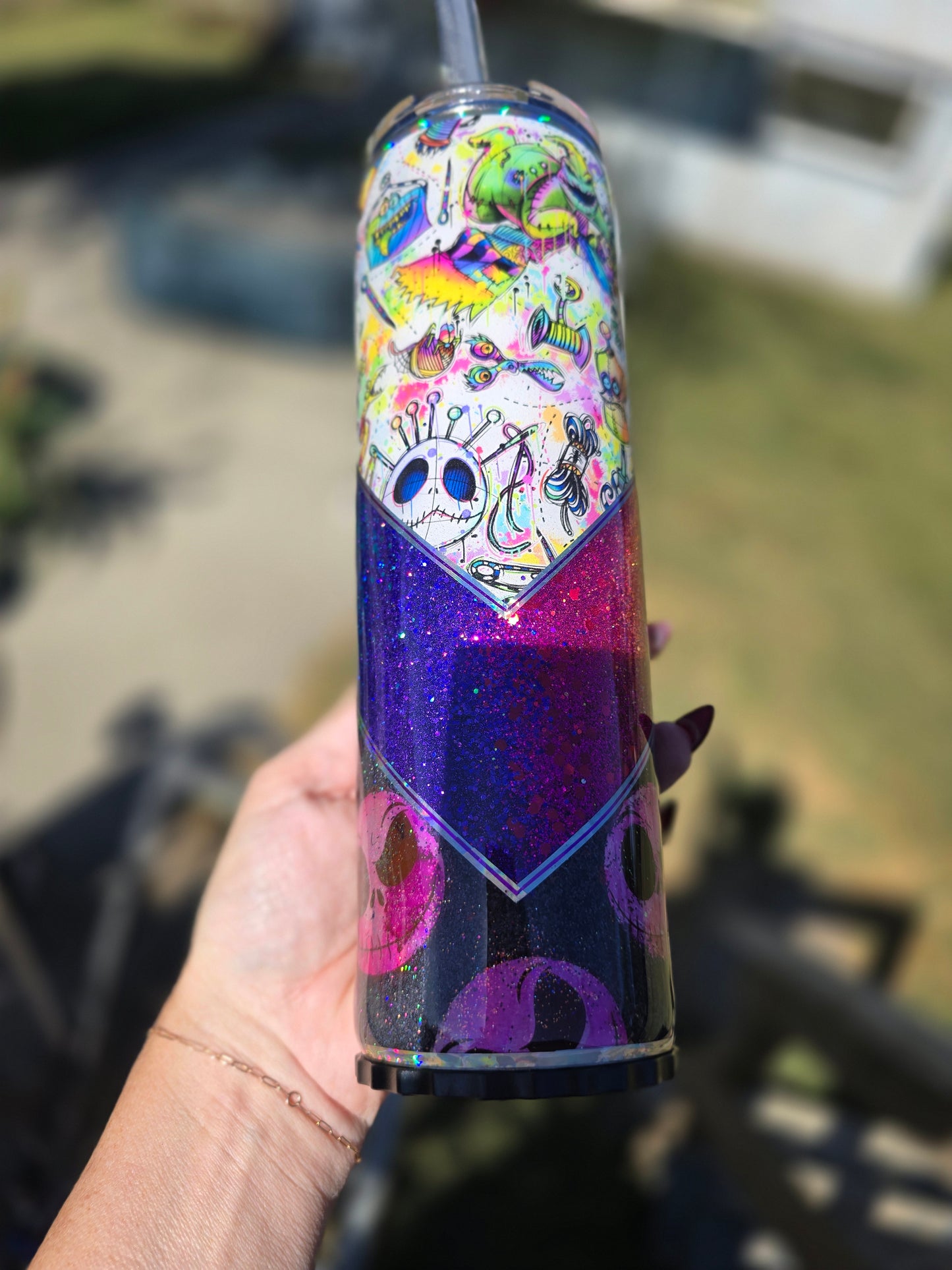 Nightmare Before Xmas Tumbler- Rainbow
