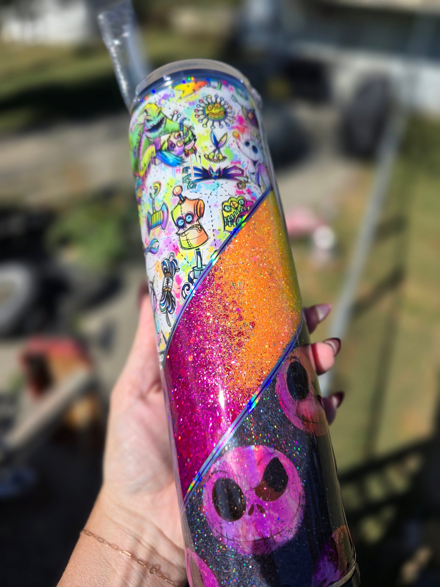 Nightmare Before Xmas Tumbler- Rainbow