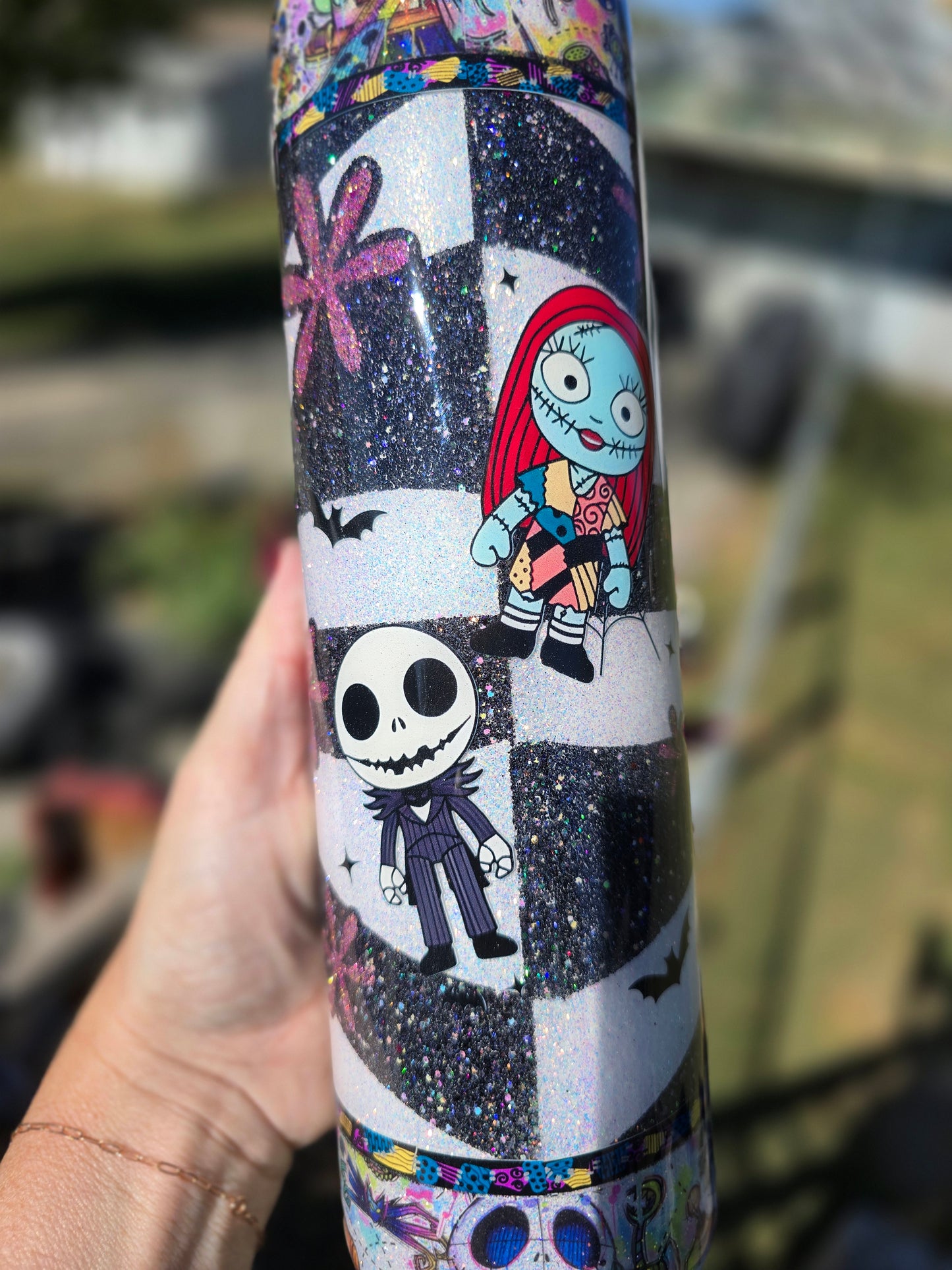 Tumbler- Jack & Sally Heart (glow in the dark)