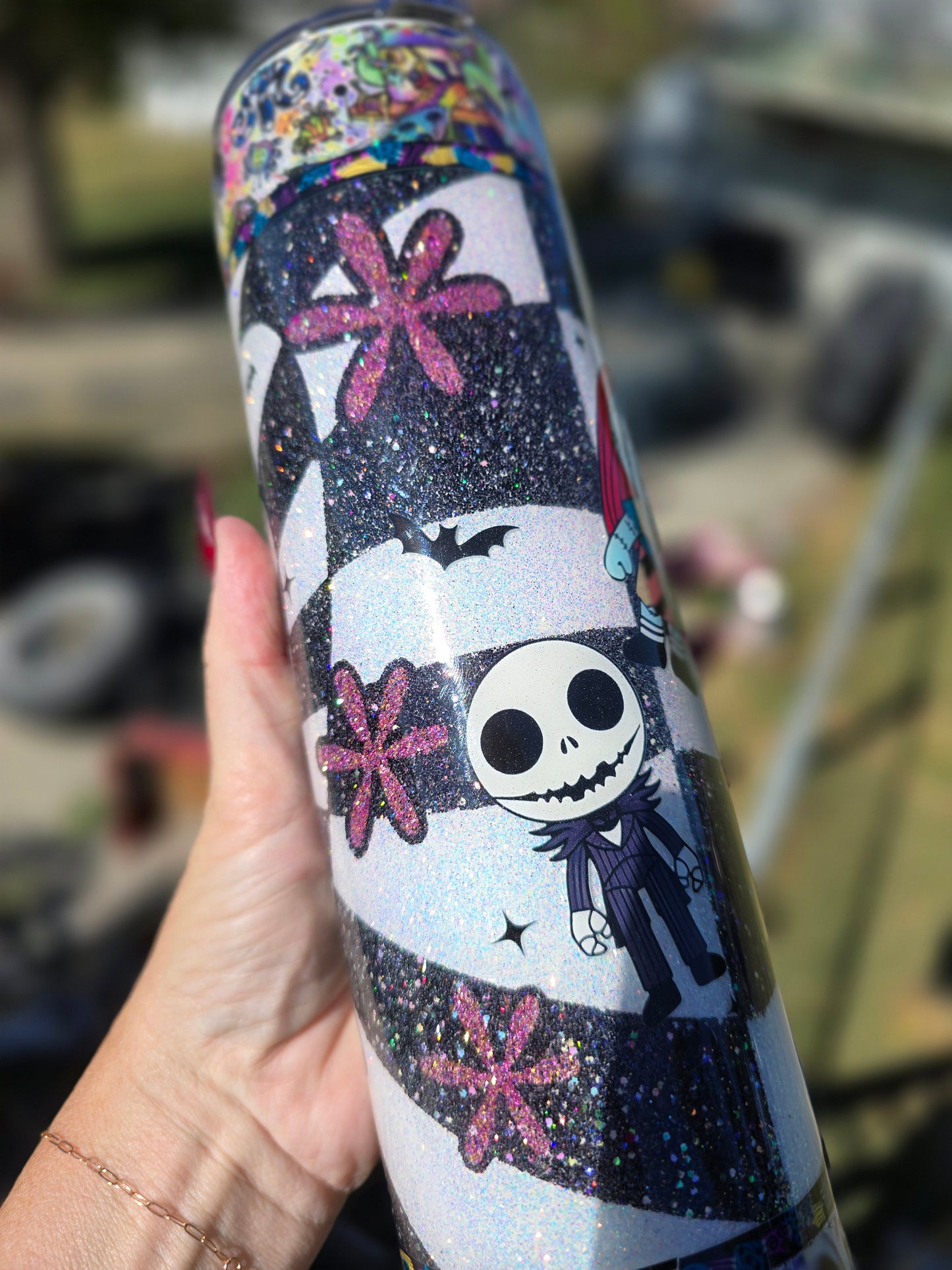Tumbler- Jack & Sally Heart (glow in the dark)