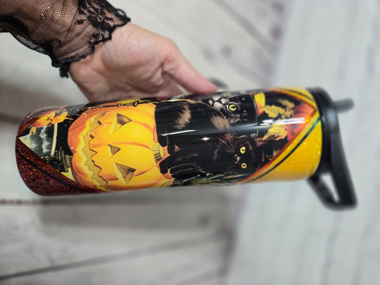 Tumbler- Black Cats & Pumpkin