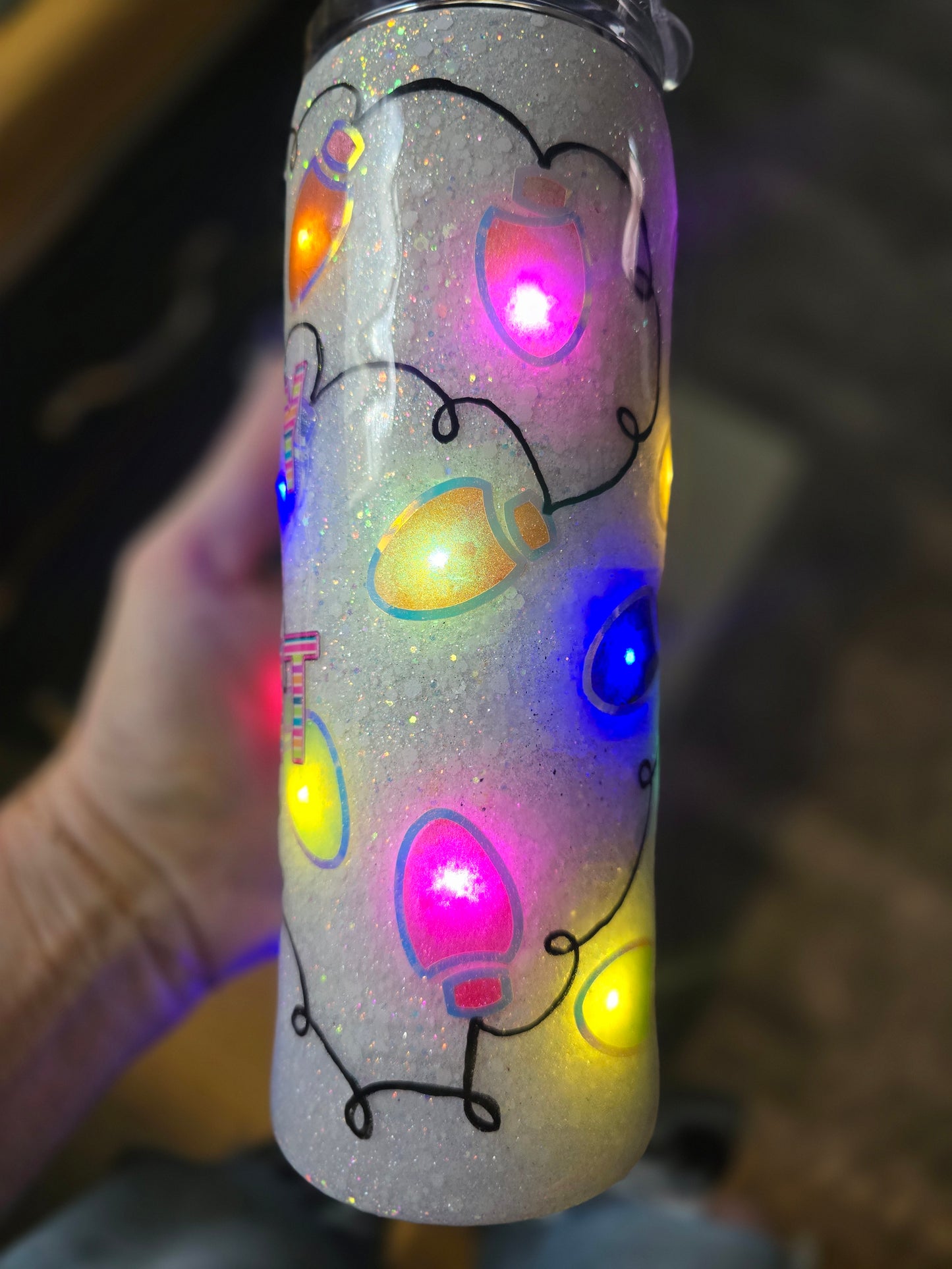 Tumbler- Striped Merry & Bright Light Up