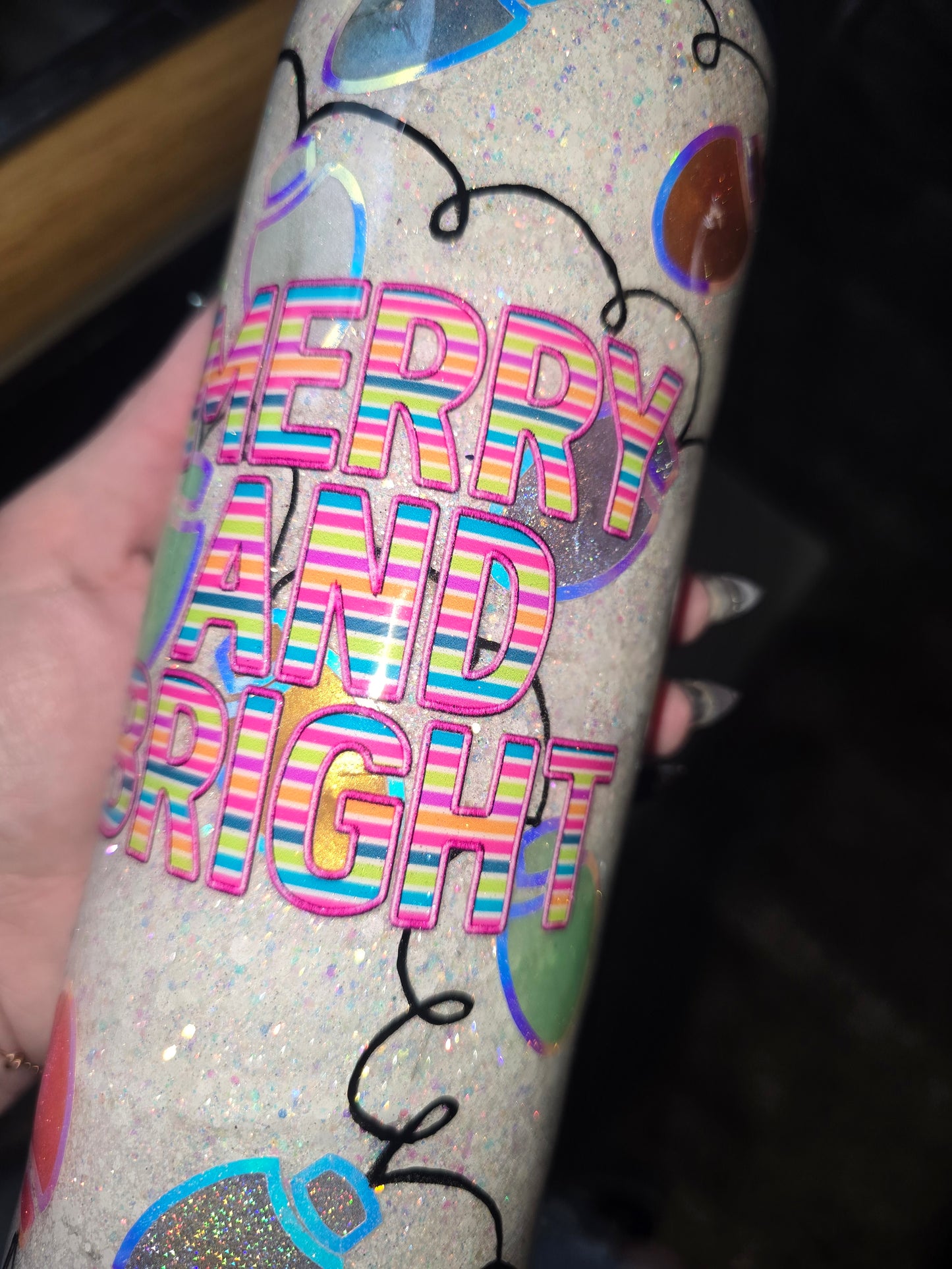 Tumbler- Striped Merry & Bright Light Up