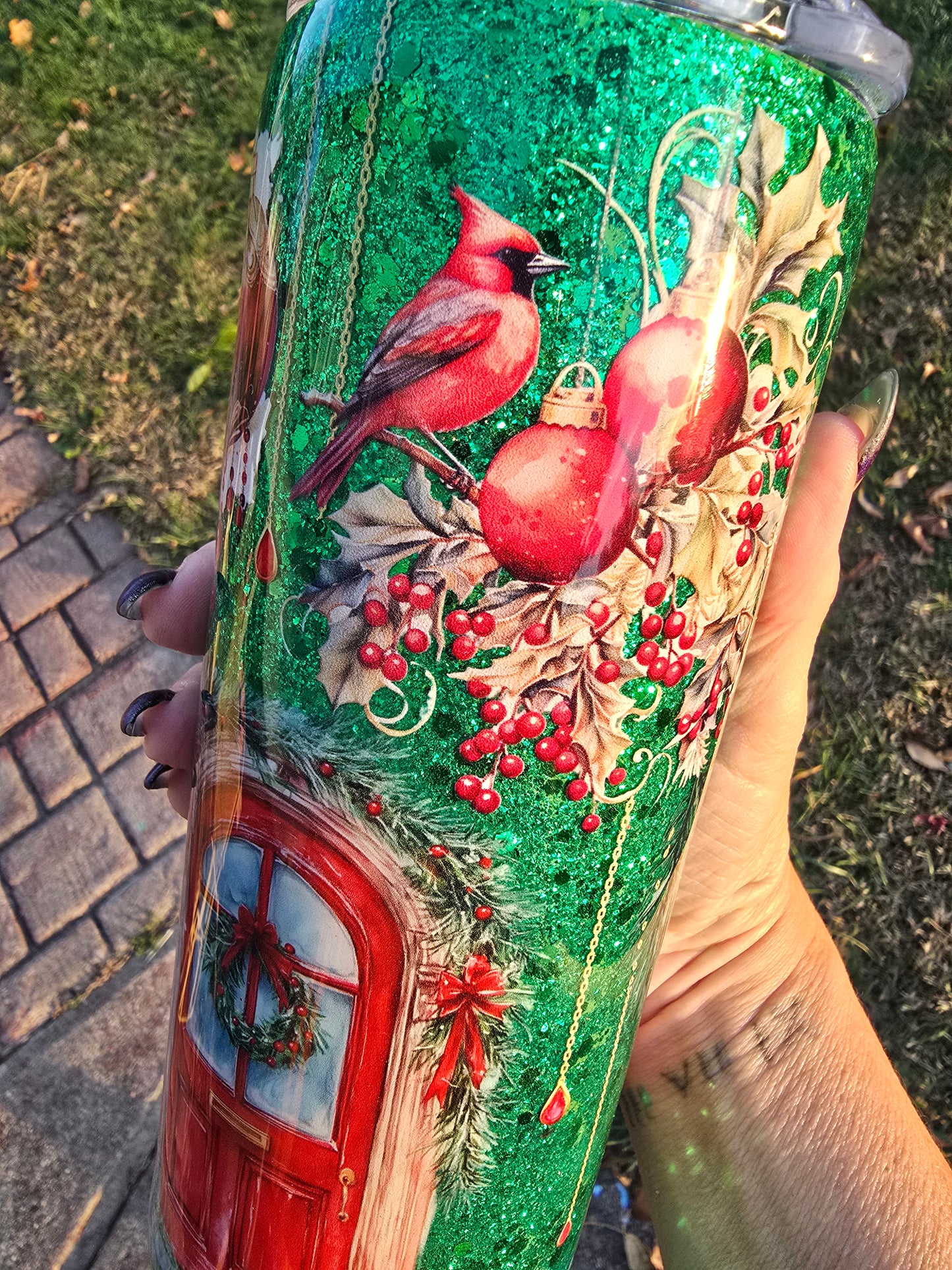 Cardinals & Red Door Xmas Tumbler