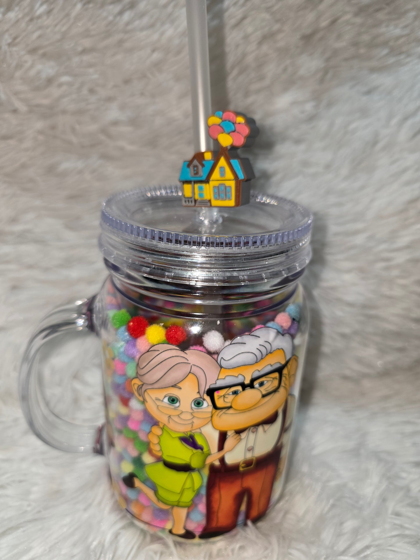 Up Inspired Mason Jar Snow Globe Tumbler