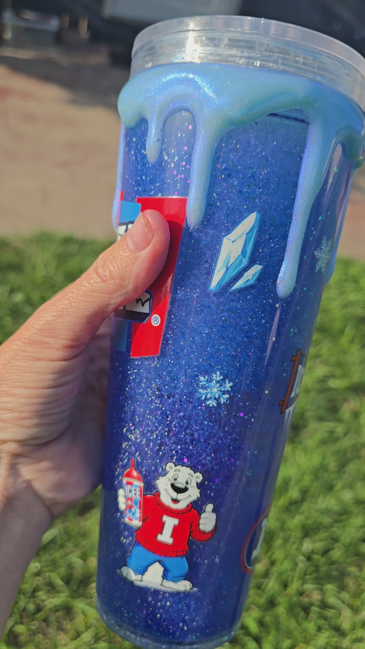 24oz ICEE Inspired Acrylic Snow Globe Tumbler | Shaker Lid + Extra Lid