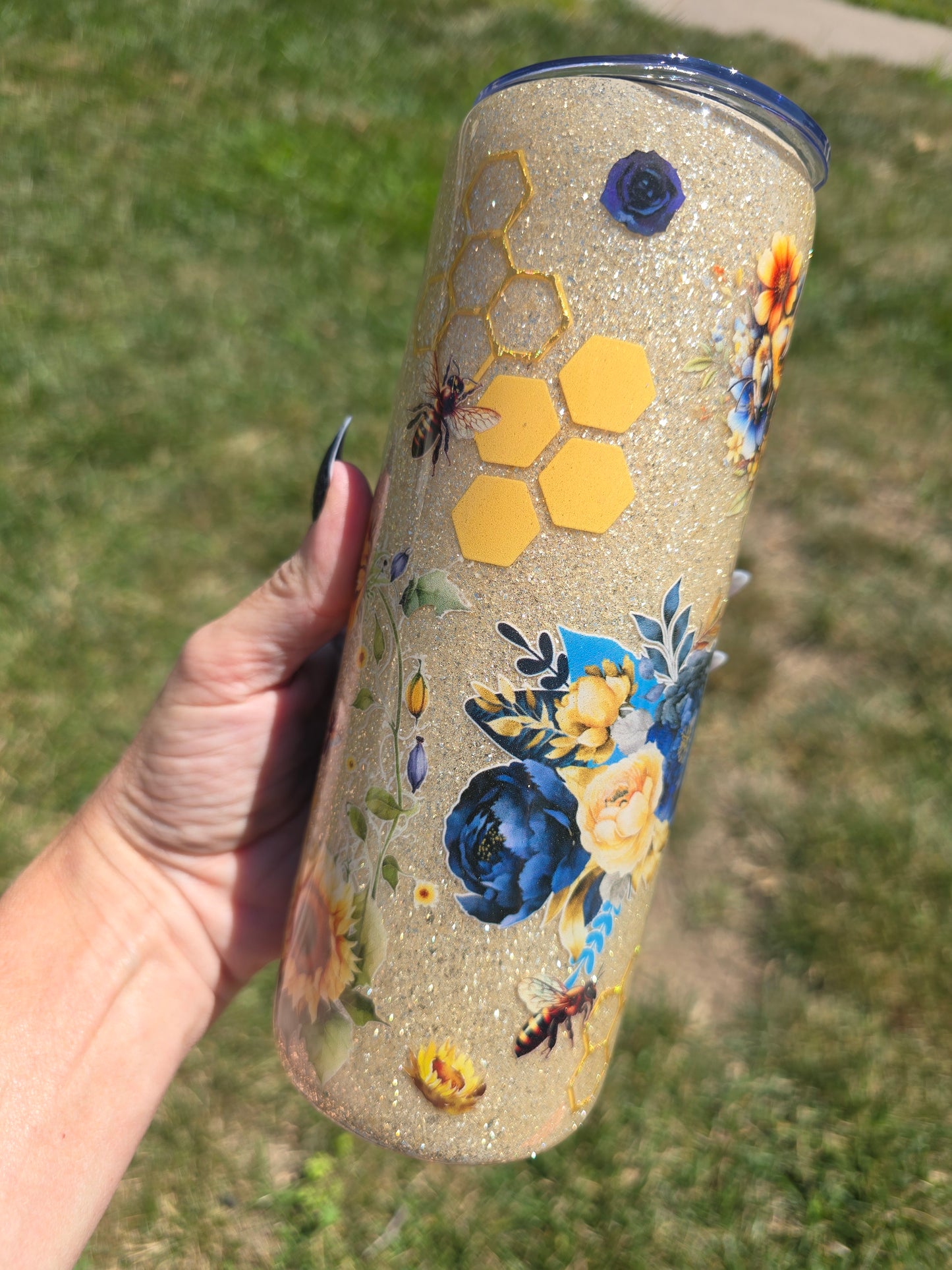 Bee & Blue Floral 20oz Skinny Tumbler