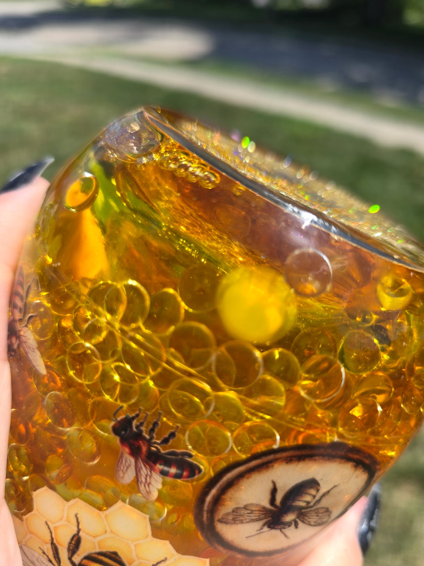 Oopsie Bee Mason Jar Snow Globe Tumbler – Discounted One-of-a-Kind