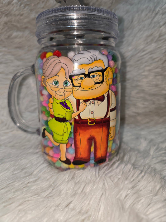 Up Inspired Mason Jar Snow Globe Tumbler