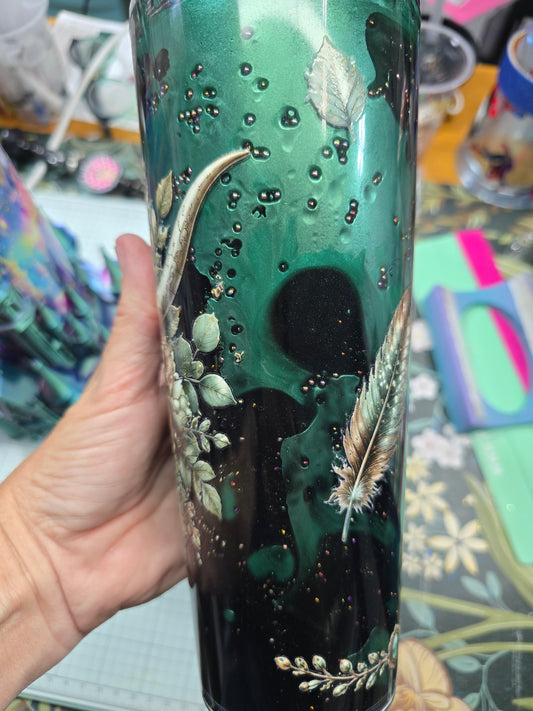 24oz Boho Skull Acrylic Lava Snowglobe Tumbler