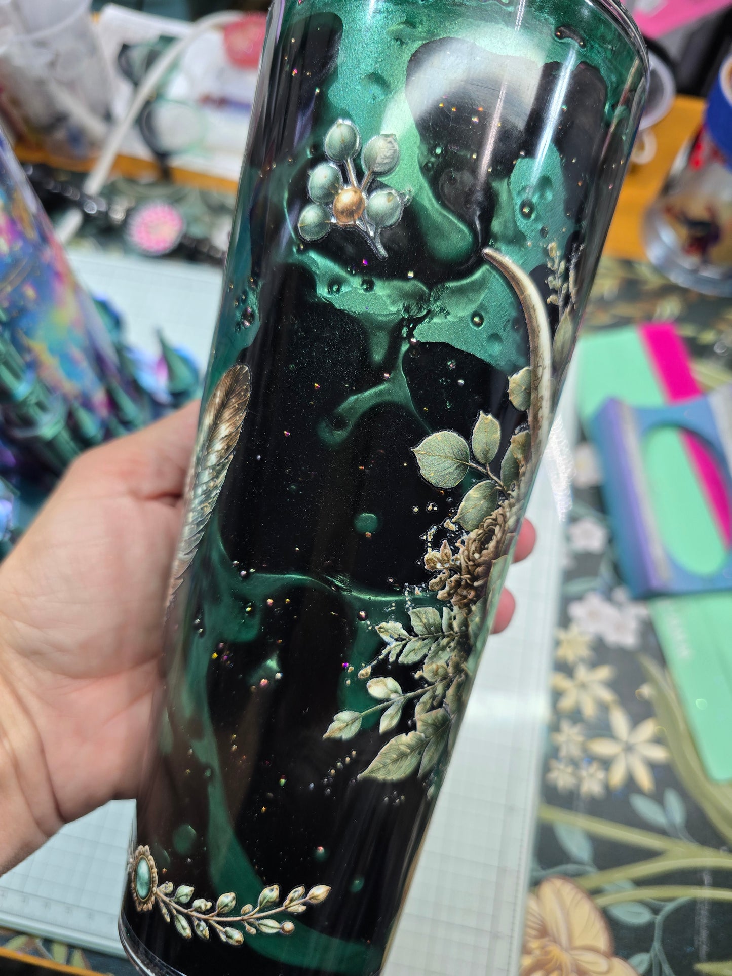 24oz Boho Skull Acrylic Lava Snowglobe Tumbler