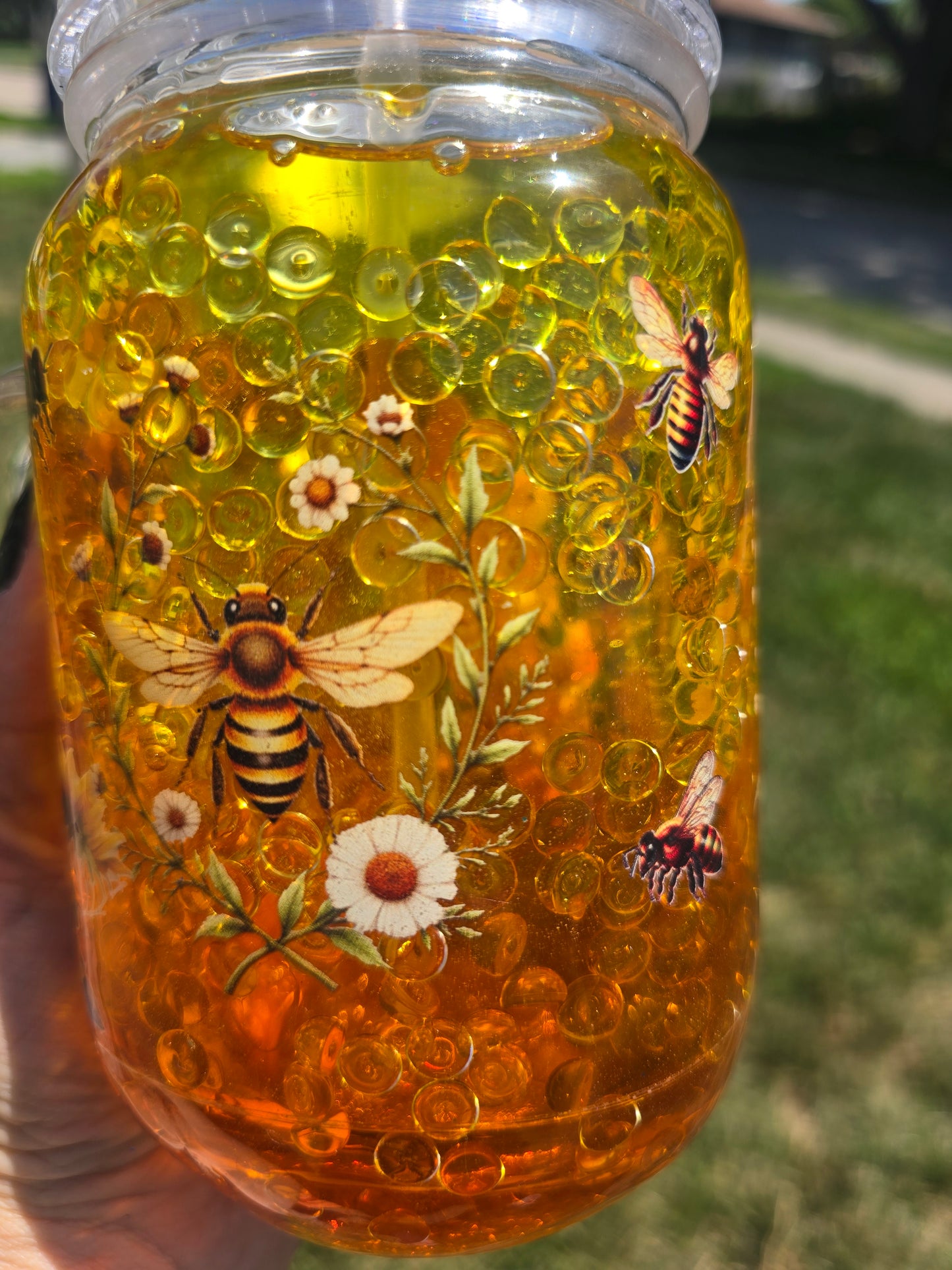 Oopsie Bee Mason Jar Snow Globe Tumbler – Discounted One-of-a-Kind