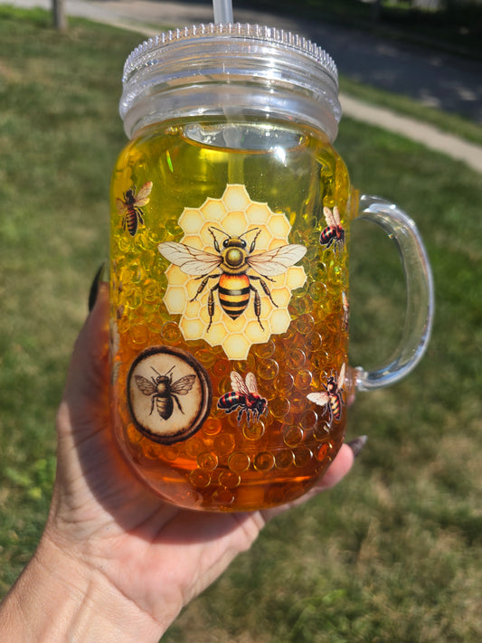 Oopsie Bee Mason Jar Snow Globe Tumbler – Discounted One-of-a-Kind