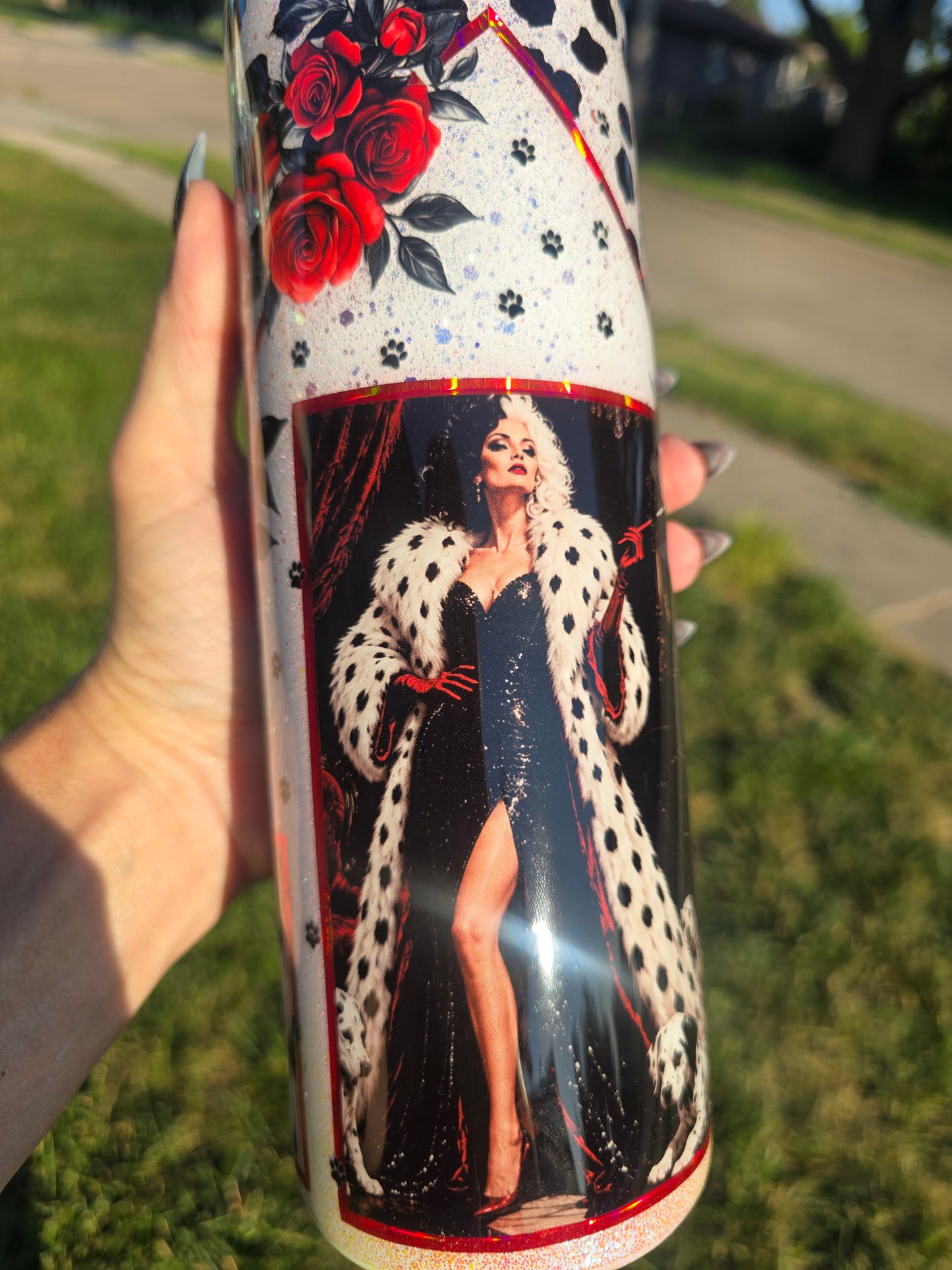 Cruella Inspired Skinny Tumbler – 30oz