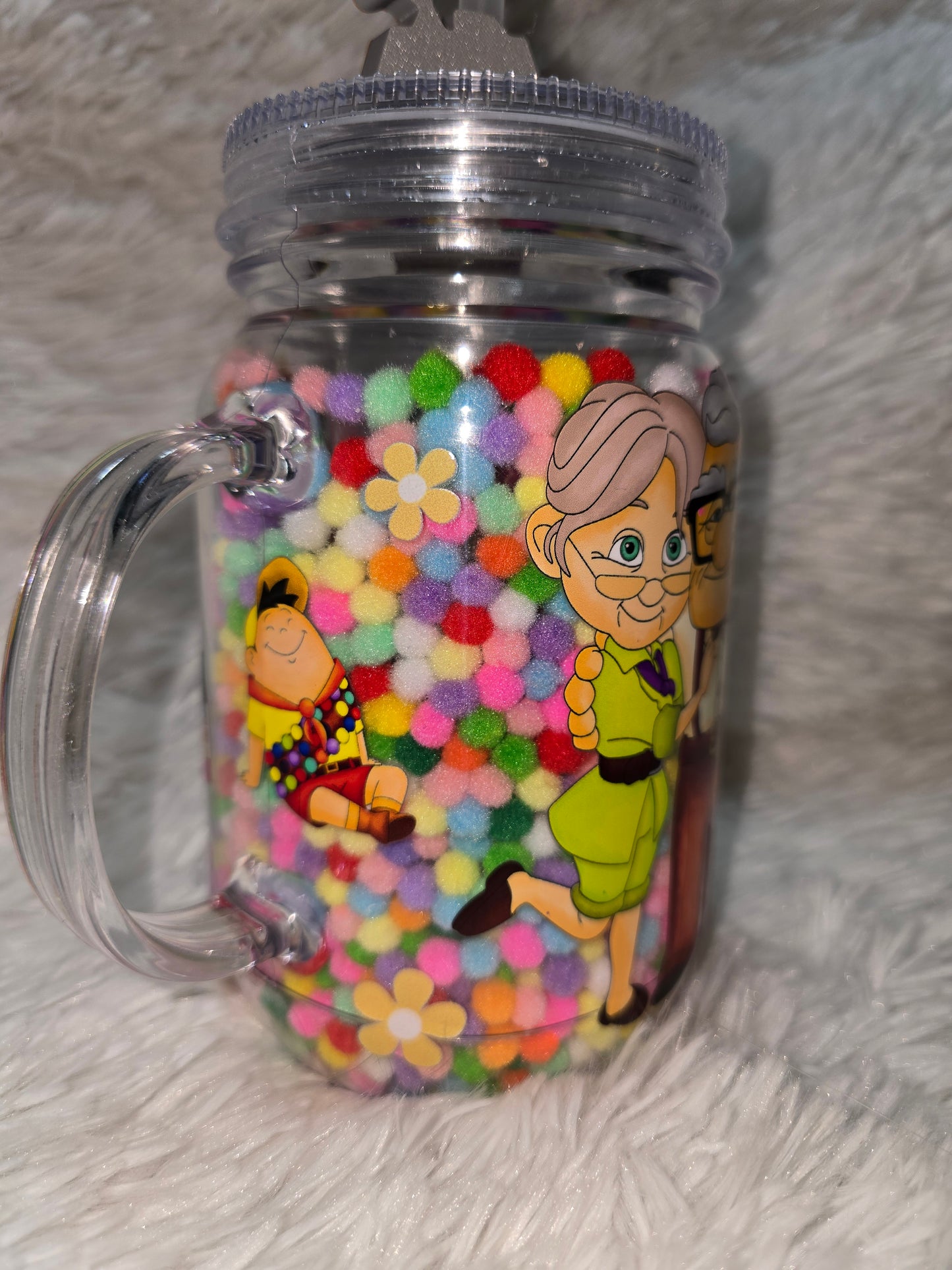Up Inspired Mason Jar Snow Globe Tumbler