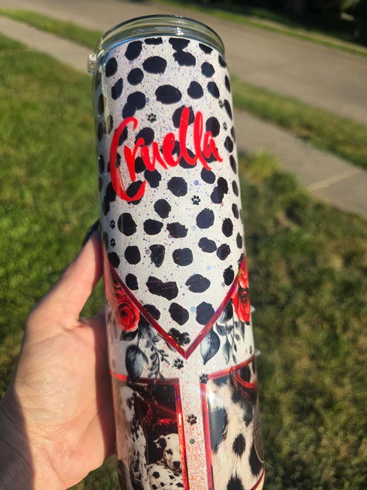 Cruella Inspired Skinny Tumbler – 30oz