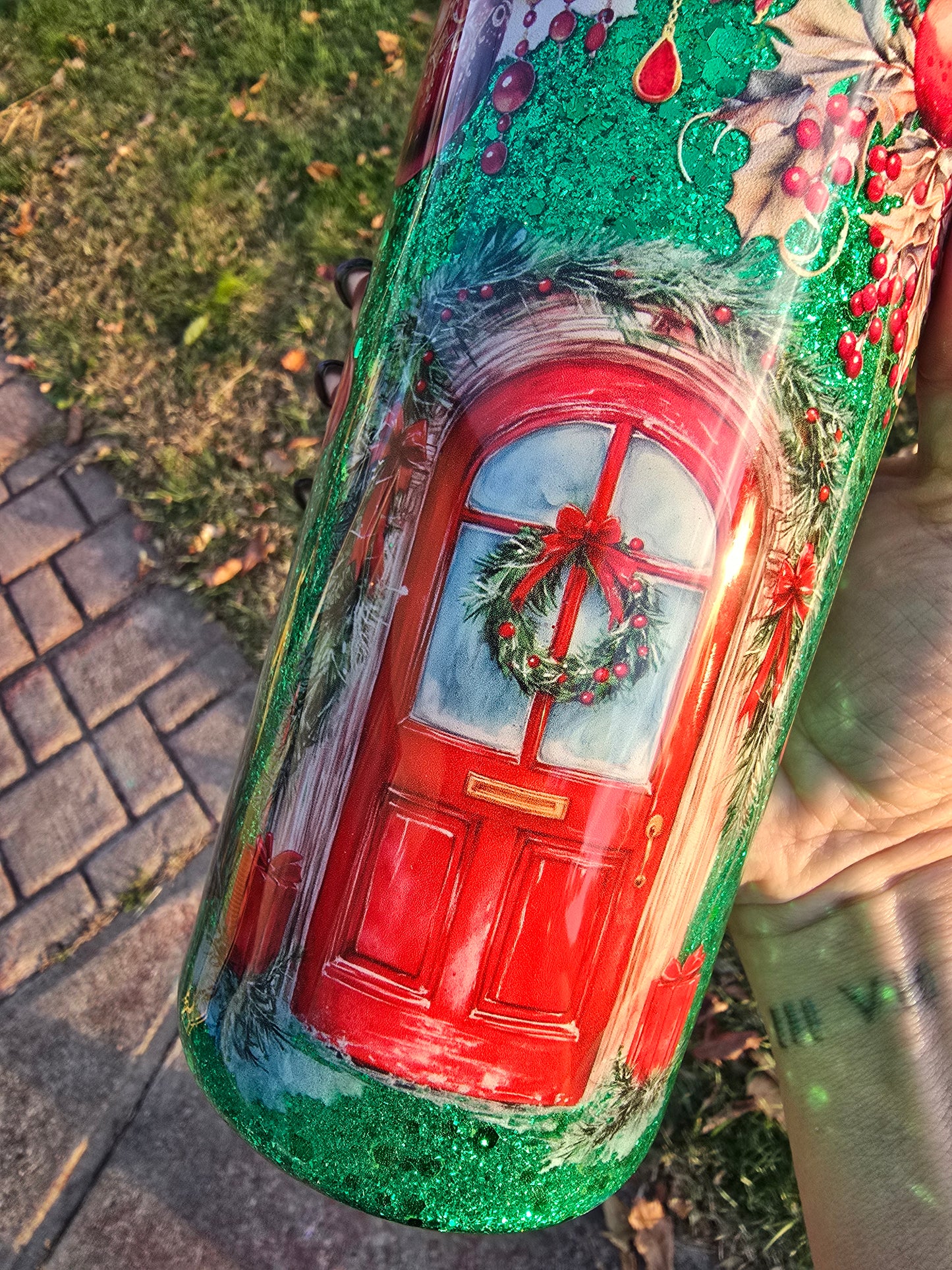 Cardinals & Red Door  Xmas Tumbler