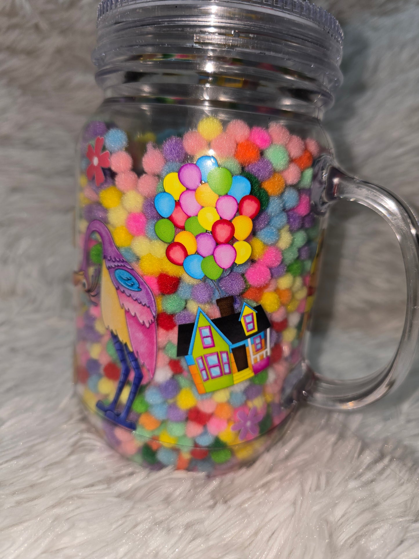 Up Inspired Mason Jar Snow Globe Tumbler