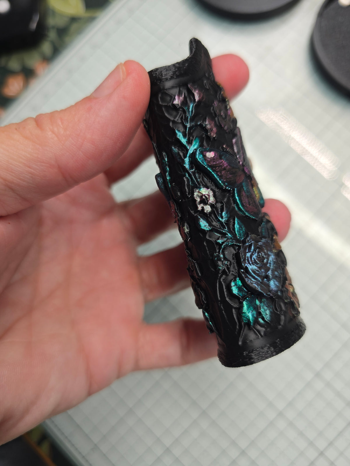 Hand-Painted Butterfly & Wildflower 3D Printed Lighter Case