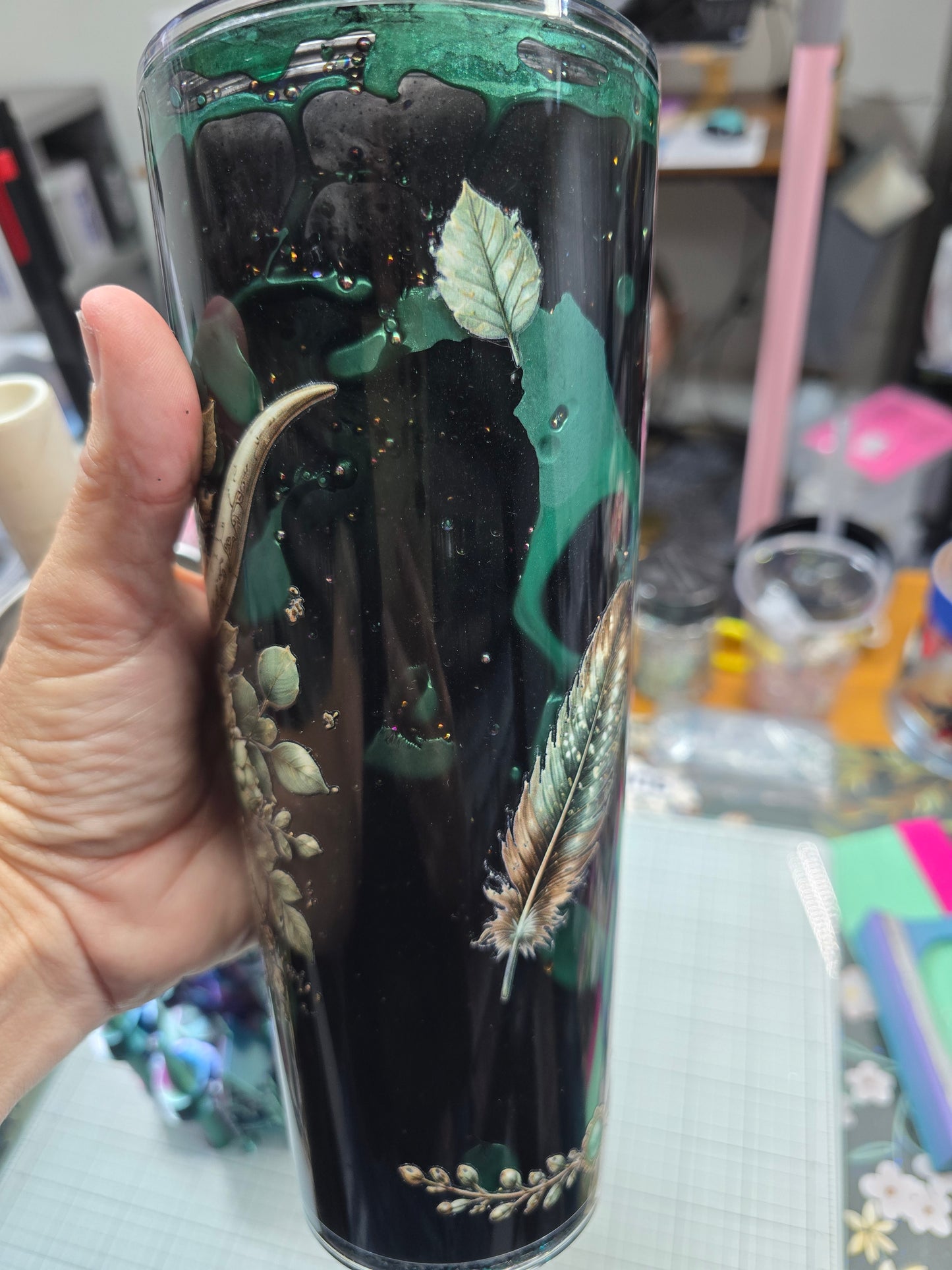 24oz Boho Skull Acrylic Lava Snowglobe Tumbler