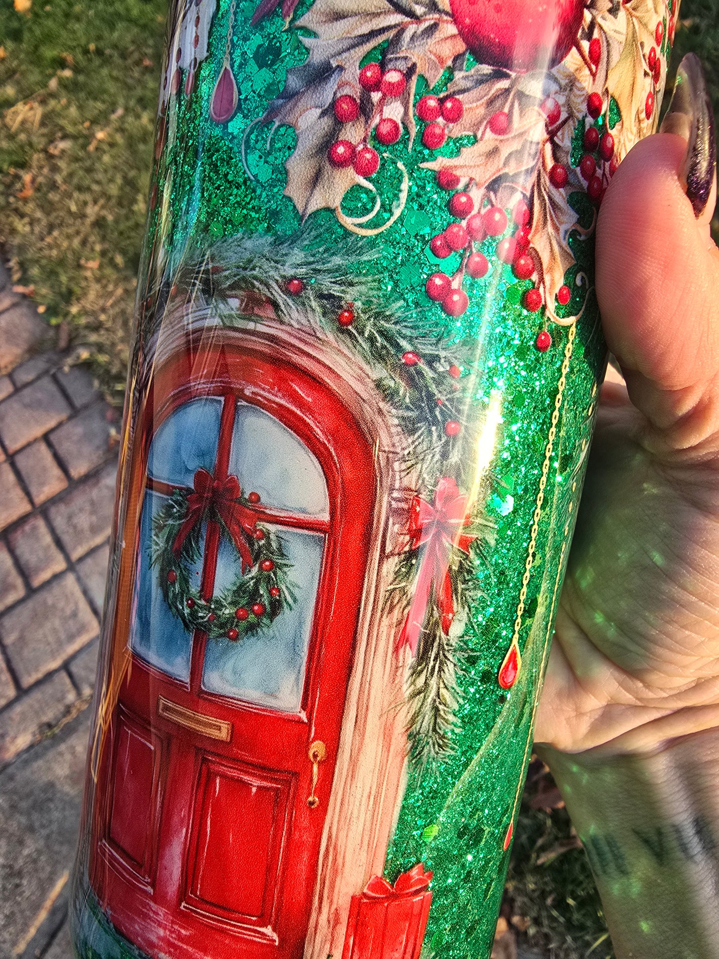 Cardinals & Red Door  Xmas Tumbler